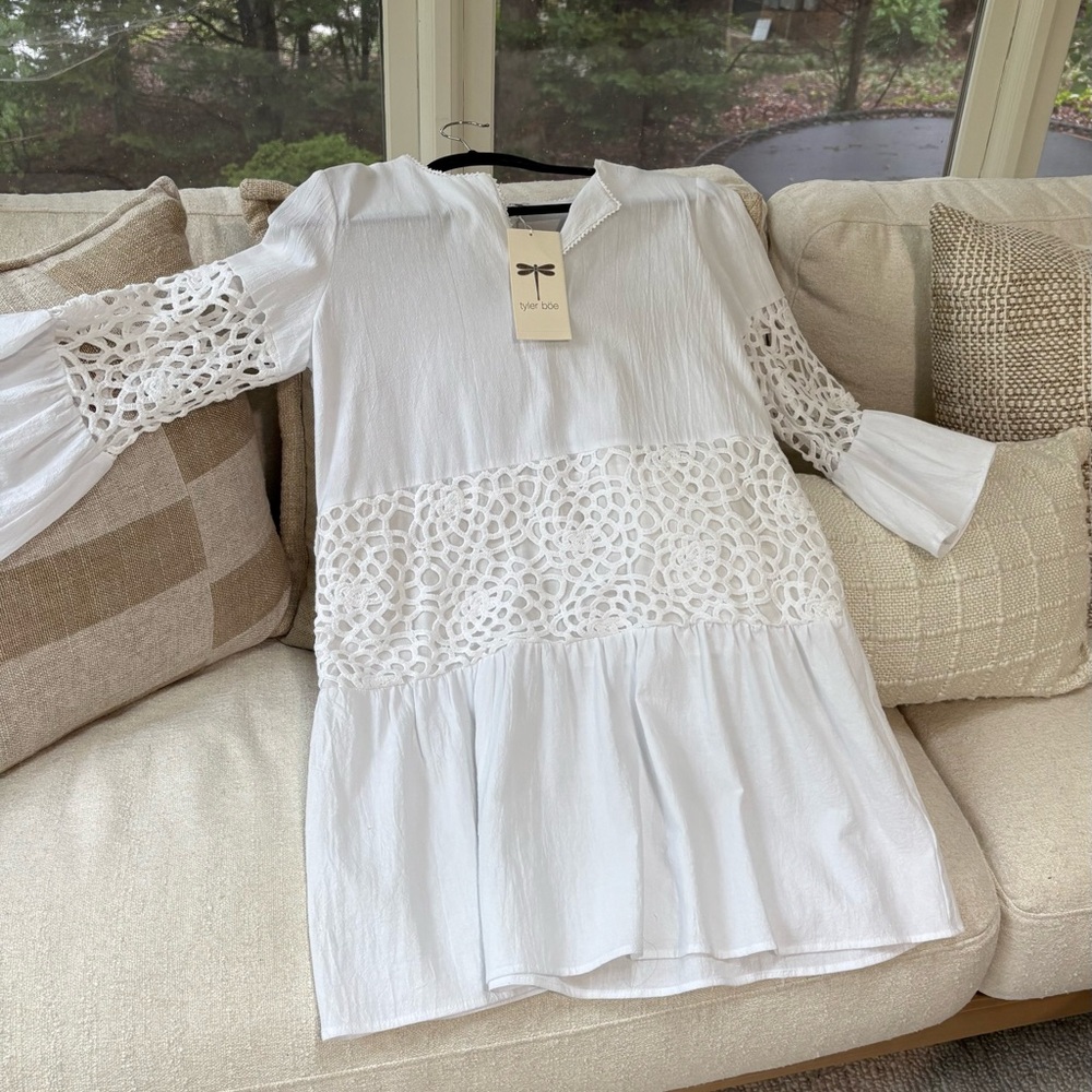 Tyler Boe White Dress with Cut Out Accents, NWT, size small